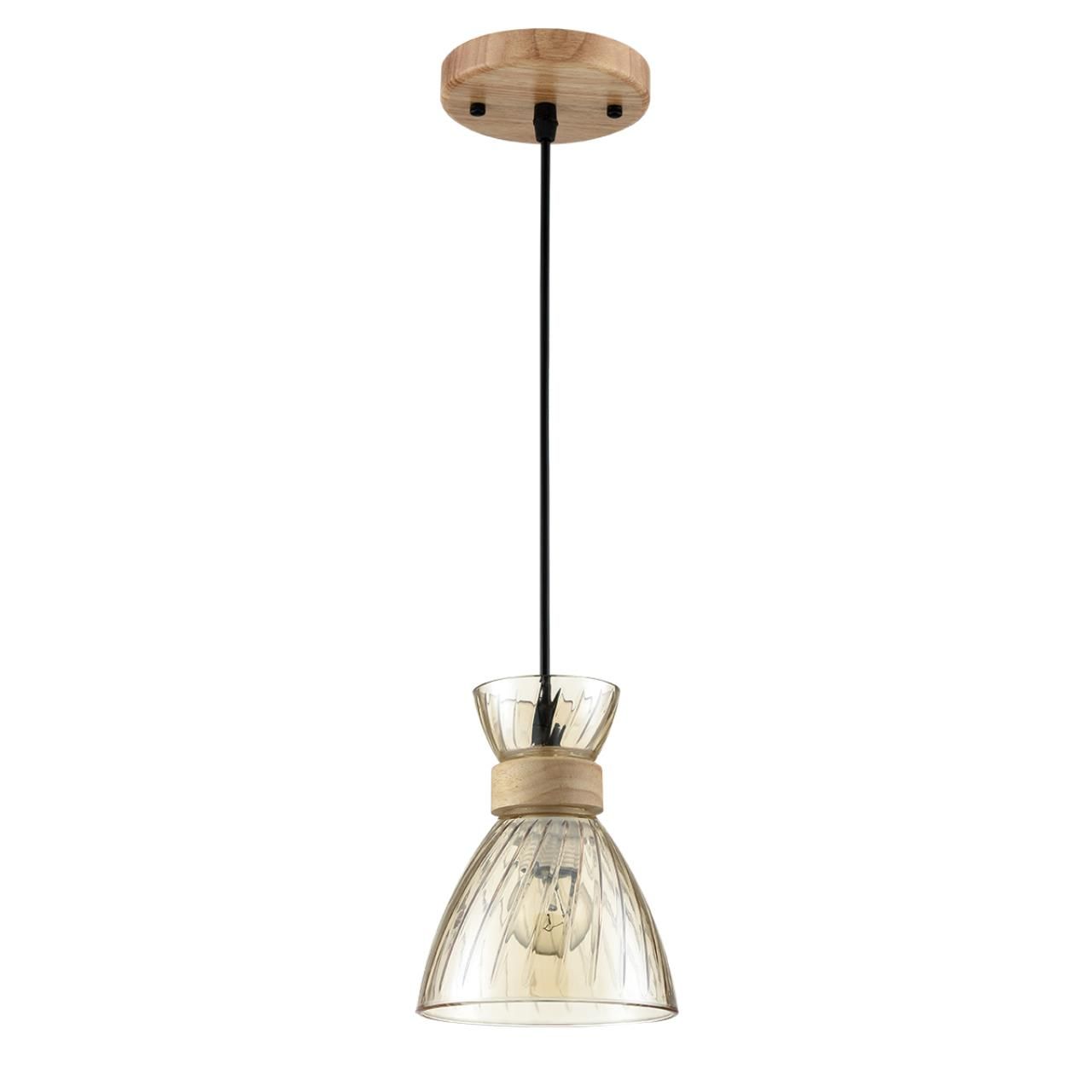 Lumion 8051/1A SUSPENTIONI LN25 309 дерево/амбер металл/стекло Подвесной светильник E27 1*60W 220V MIRABELA фото