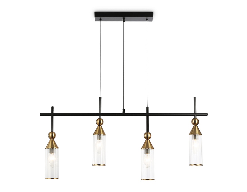Ambrella Светильник подвесной LH55254/4 BK/BS/CL черный/латунь/прозрачный E14*4 max 40W 845*65*1150 фото