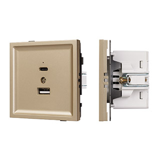 Arlight Механизм USB розетки SCT-TENDO-MUAC-SFPL-GD (5V, 3A, QC3) (-) фото