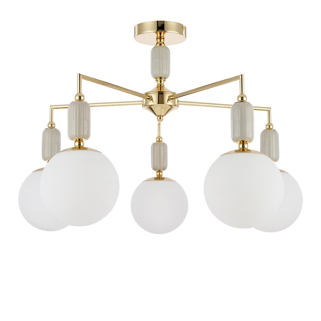 Lumion 6580/5C CLASSI LN24 французское золото, серый/белый металл, керамика/стекло Люстра потолочная E14 5*40W 220V VIVIEN фото