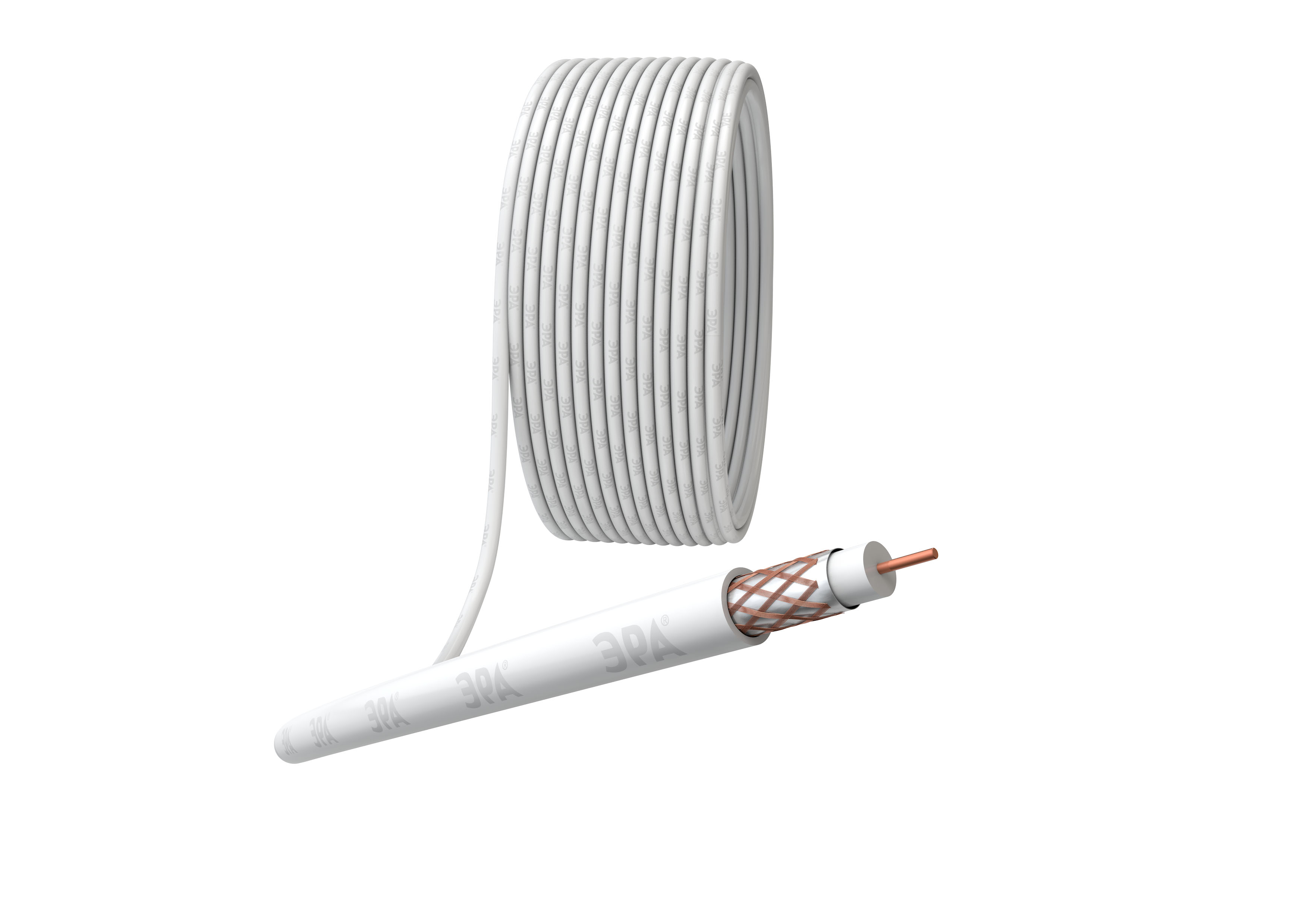 ЭРА Кабель коаксиальный RG-6U, 75 Ом, Cu/(оплётка Cu 64%), PVC, цвет белый, бухта 100 м (4/96) фото