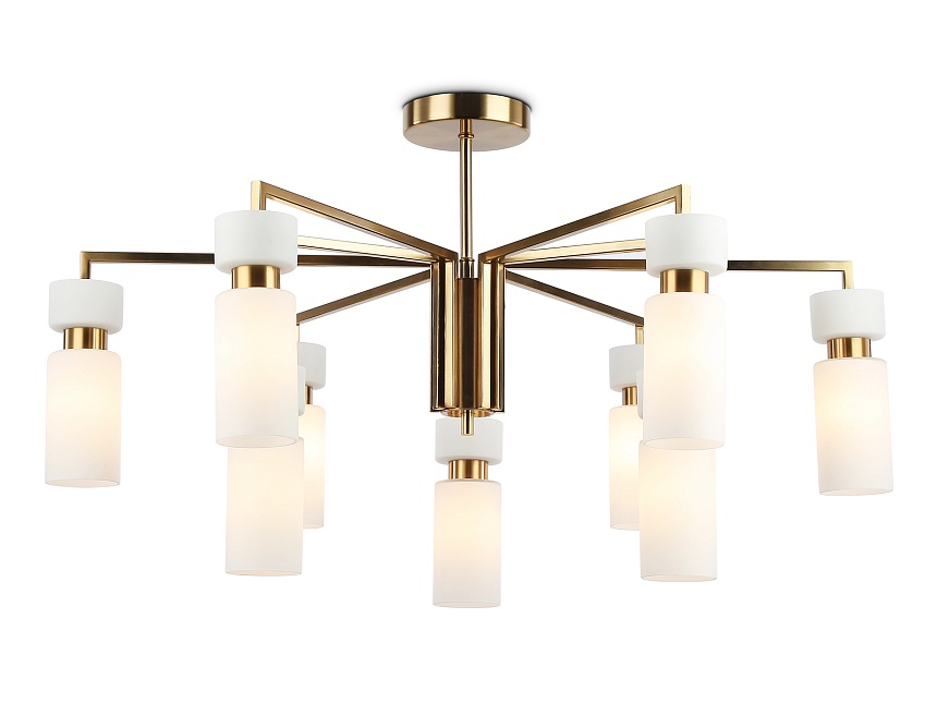 Ambrella Светильник на штанге LH56128/9 BS/FR латунь/белый матовый E14*9 max 40W D765*440 фото