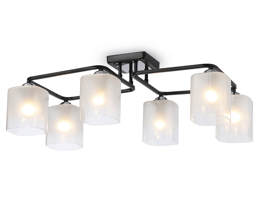 Ambrella Светильник потолочный TR303224/6 BK/CH/FR черный/хром/белый матовый E27*6 max 60W 615*390*220 фото