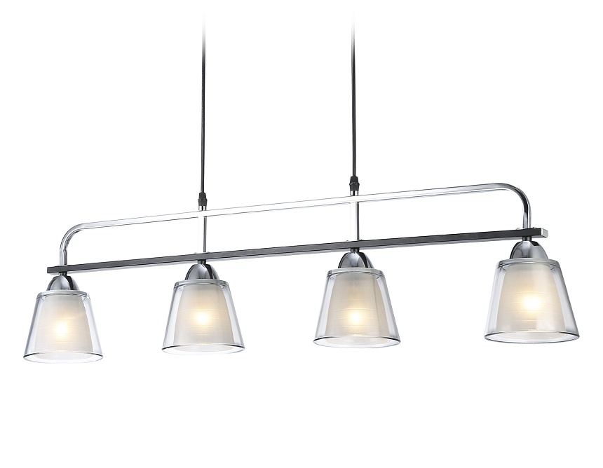Ambrella Светильник подвесной TR303244/4 BK/CH/SM/FR черный/хром/дымчатый/белый матовый E27*4 max 60W 870*120*780 фото