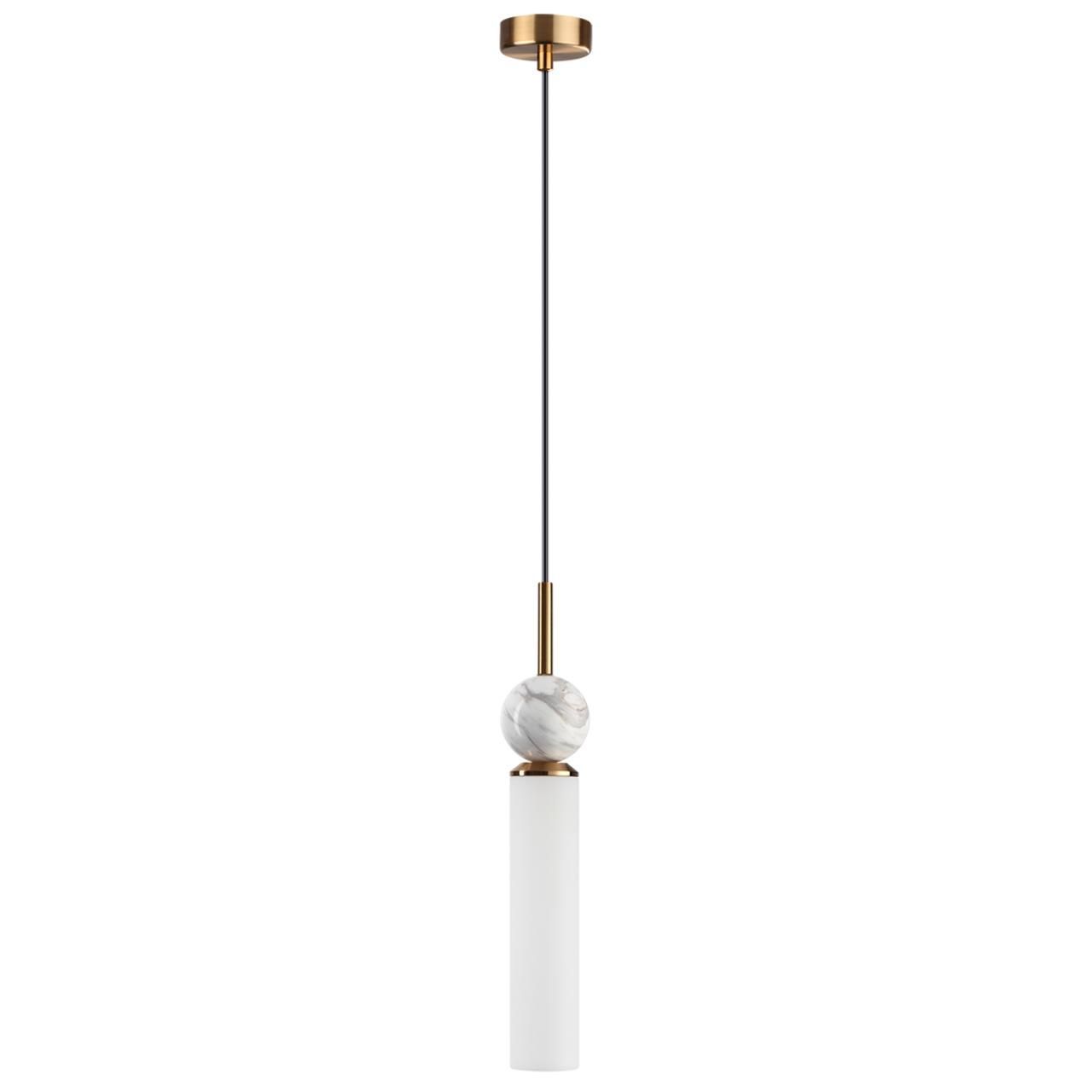 Odeon Light 4359/1 MIDCENT ODL25 171 светильник под латунь/металл/стекло/белый мрамор IP20 1*E14 40W 220V LOLLA фото