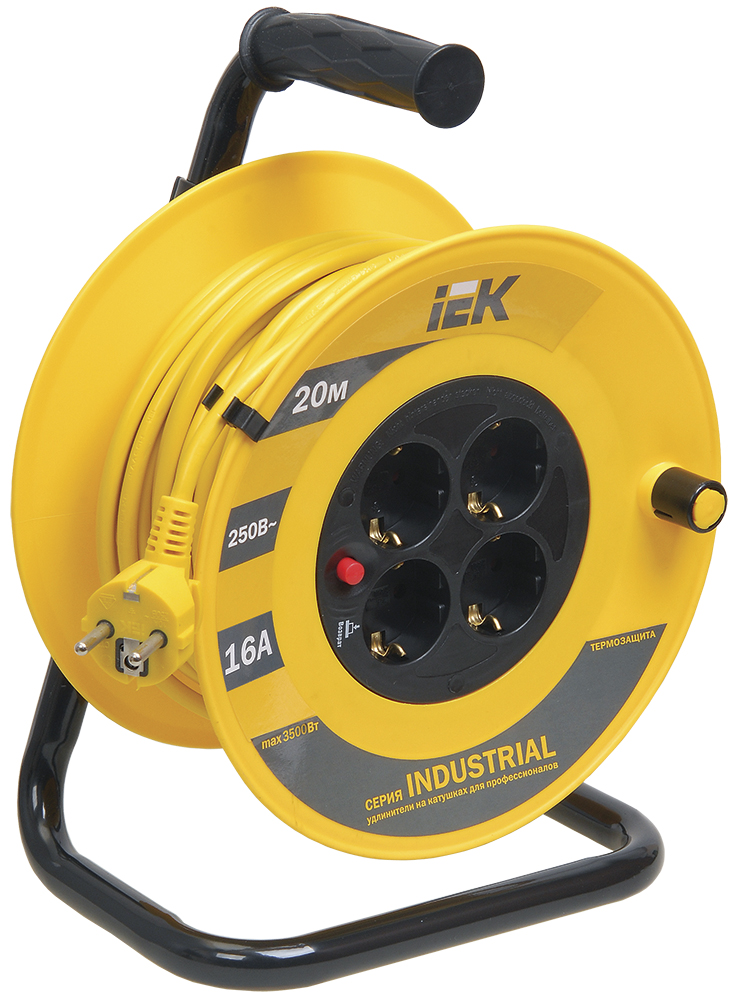 IEK Катушка УК20 с т/з 4 места 2Р+PЕ/20м 3х1,5 мм2 Industrial фото