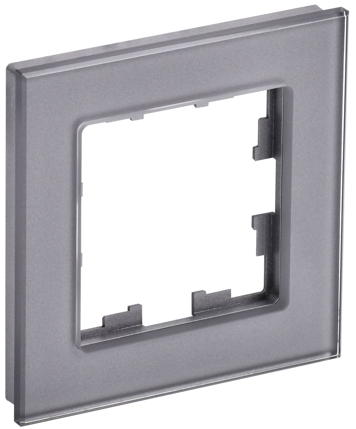 IEK BRITE DECOR Серый глянец стекло Рамка 1-мест. РУ-1-2-БрСе фото