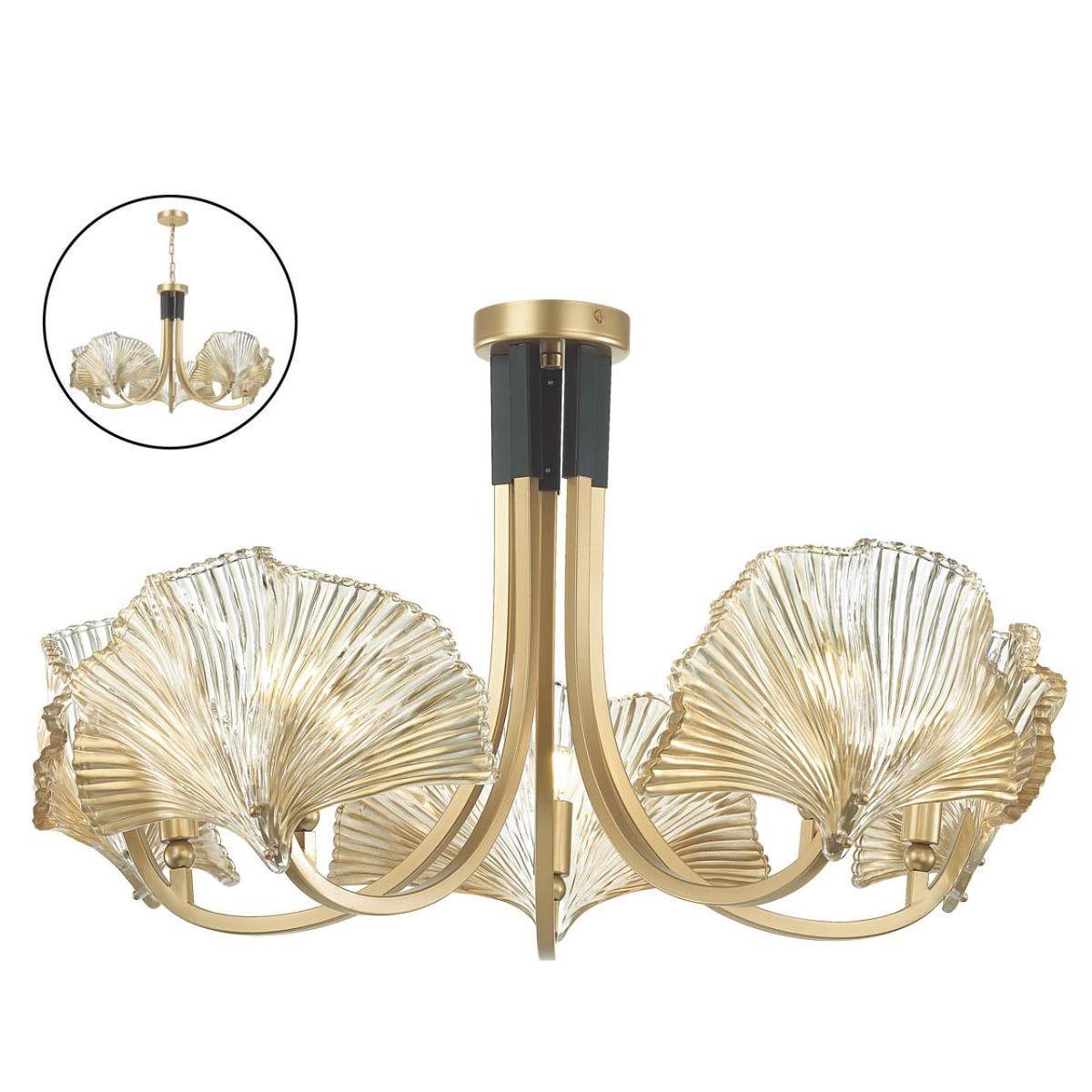 Odeon Light 4870/5 HALL ODL_EX22 13 золотой/черный/стекло Люстра E14 5*40W VENTAGLIO фото
