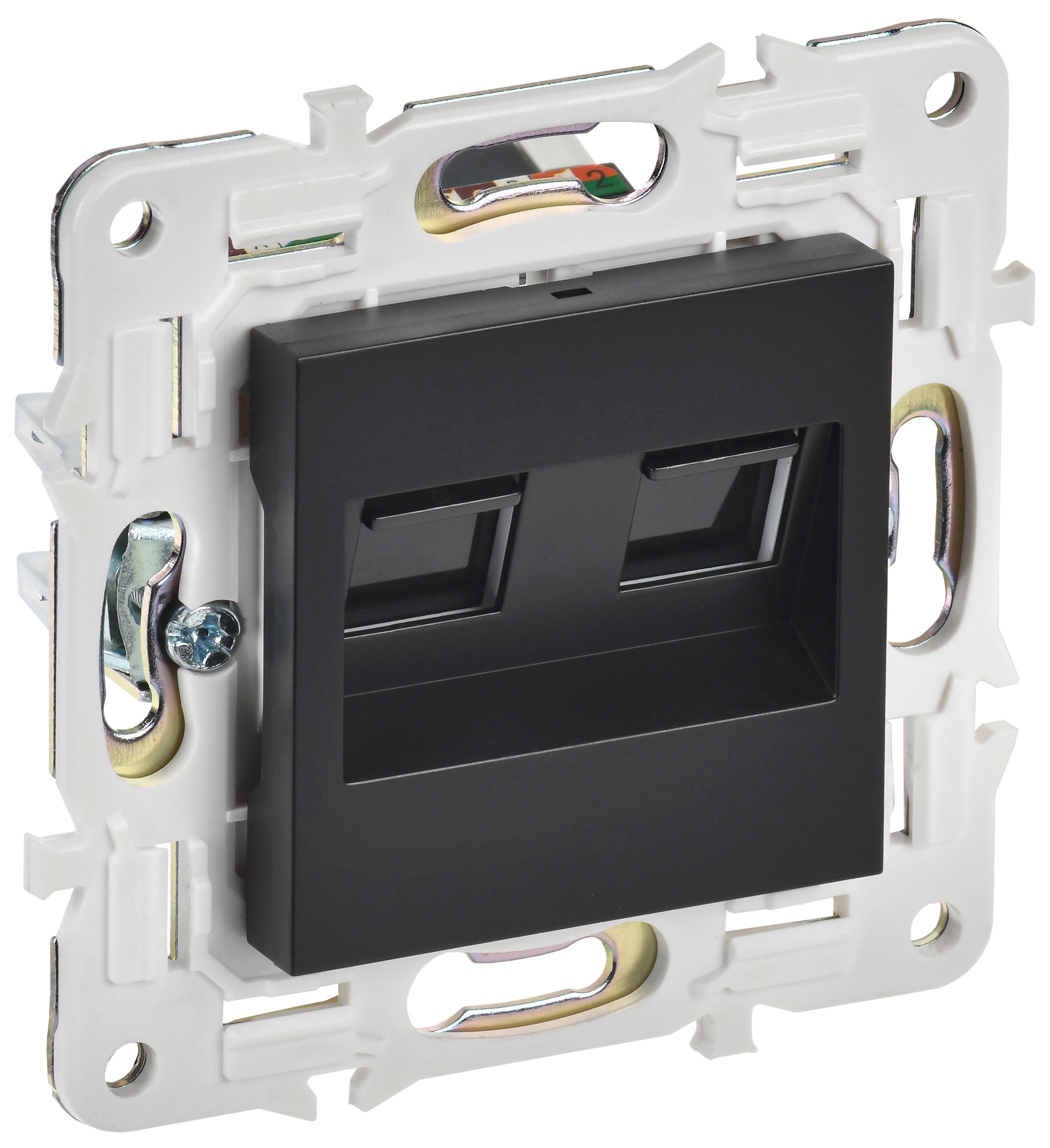 IEK SKANDY Черный Розетка компьютерная двойная RJ45 кат.5E SK-K03Bl фото