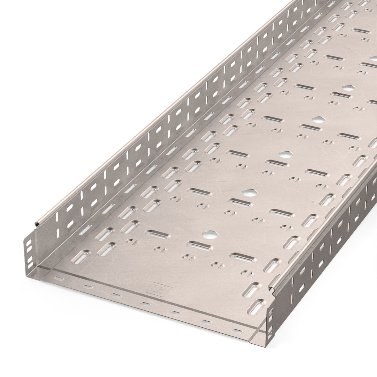 Промрукав Лоток перфорированный Стандарт INOX (AISI 409) 400х80х3000 (1,0 мм) (6 м/уп) фото