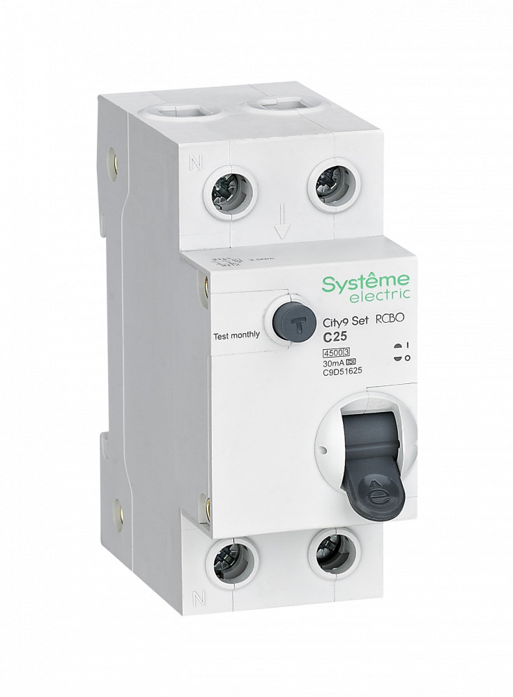Systeme Electric City9 Set Авт. выкл. диф. тока (АВДТ) 1P+N С 25А 4.5kA 30мА Тип-A 230В фото
