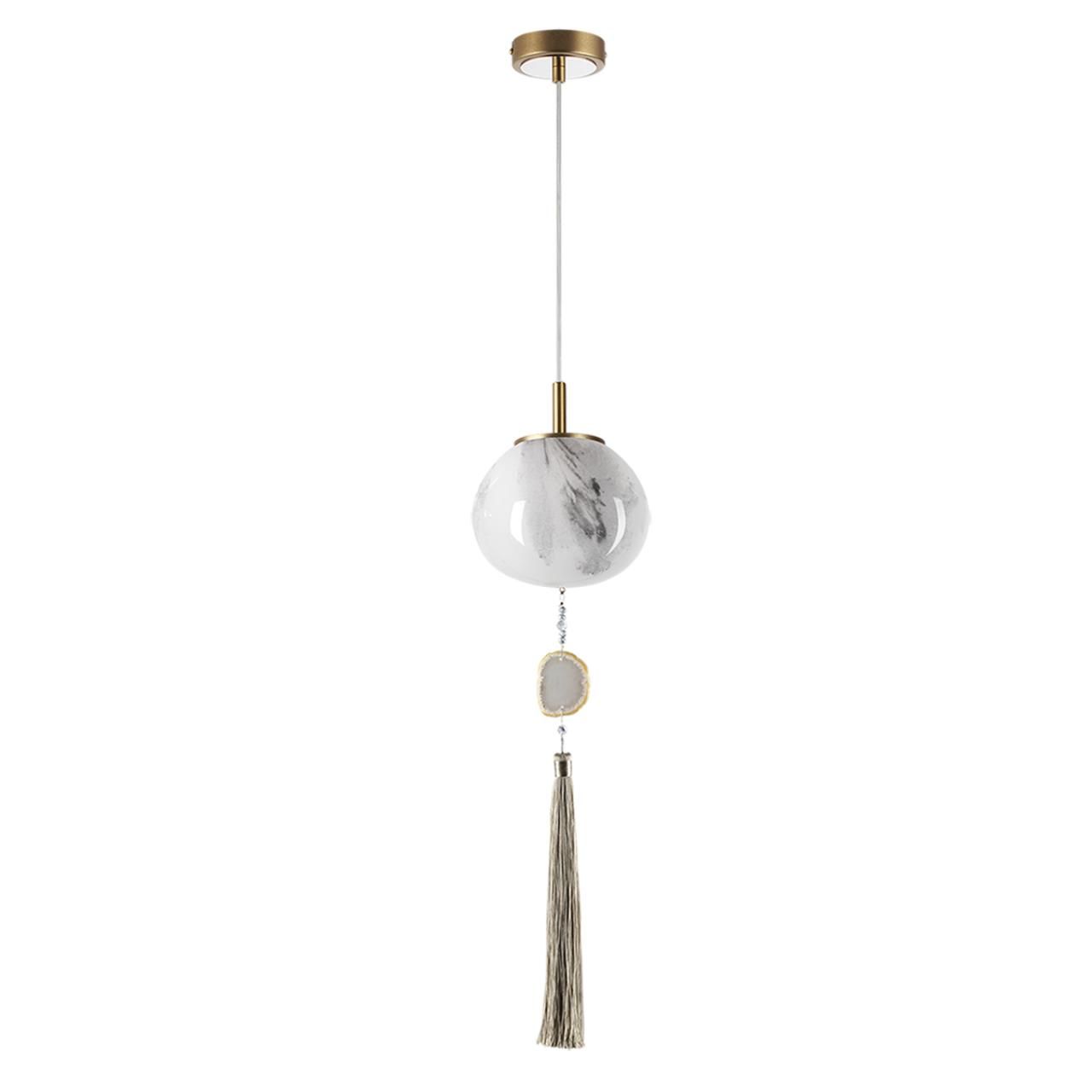 Odeon Light 5432/1 MODERN ODL_EX25 115 золотой(под латунь)/стекло/кисточка/агат Подвес E14 1*40W FIOLENT фото