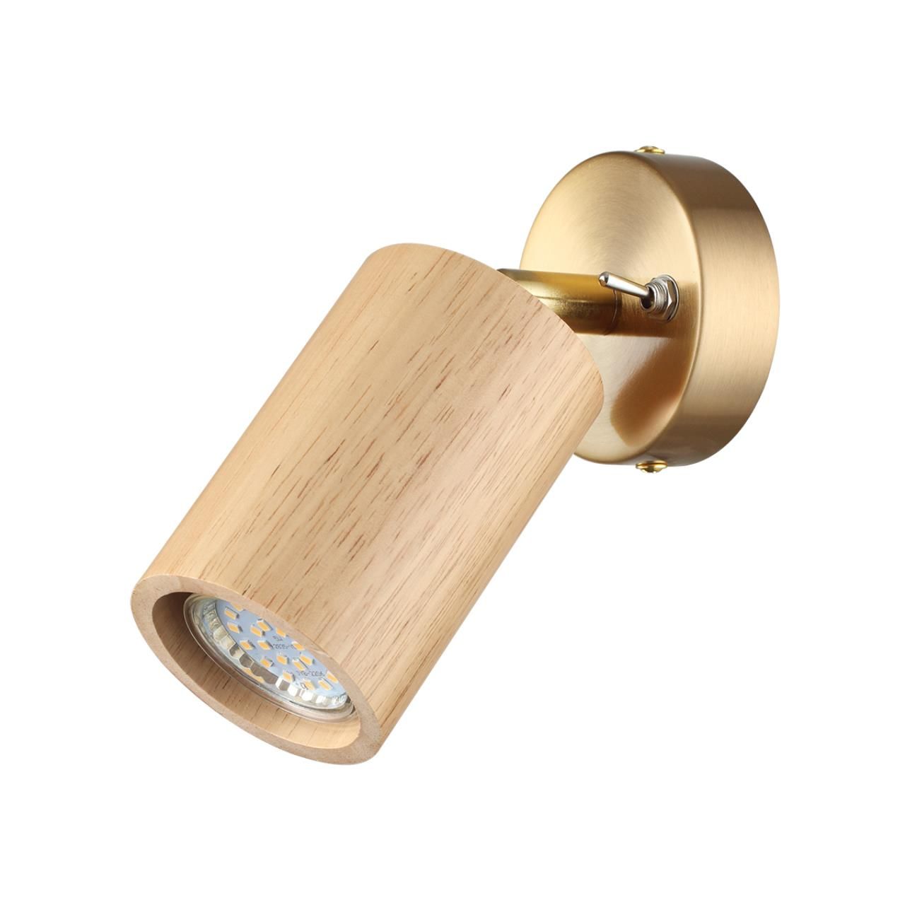 Odeon Light 7061/1W L-VISION ODL25 Настенный светильник светлое дерево/металл с выкл. IP20 GU10 LED  7W  220V CAUCHO фото