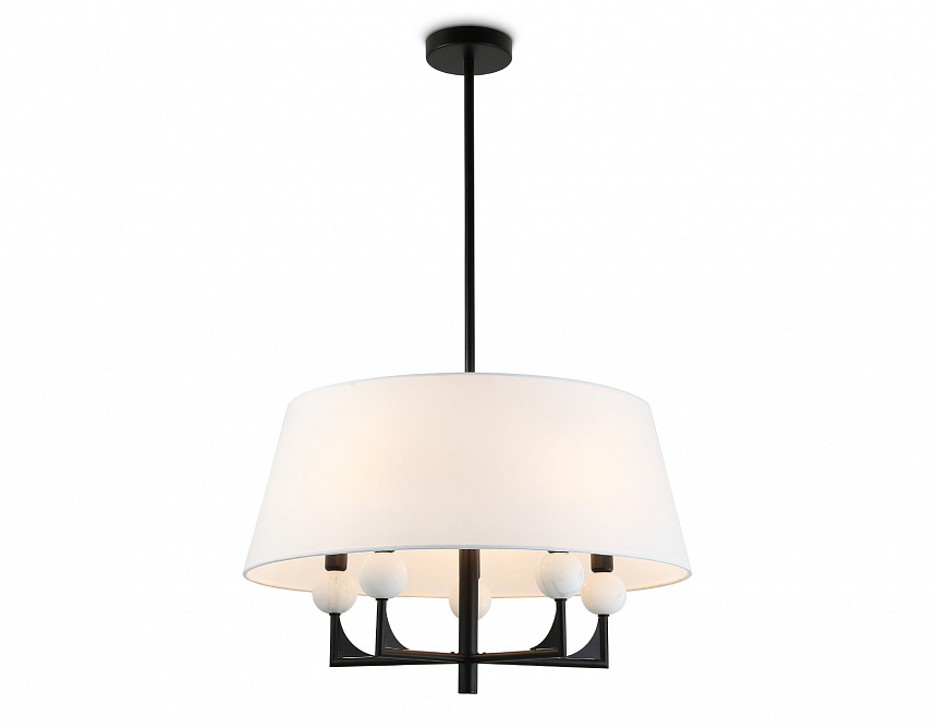 Ambrella Светильник на штанге LH75150/5 BK/FR черный/белый матовый E14*5 max 40W D580*590 фото