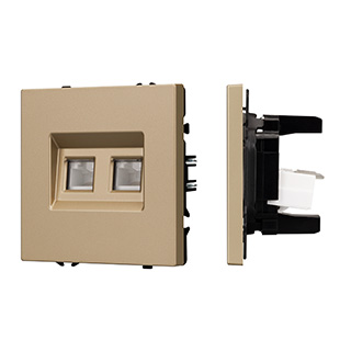 Arlight Механизм сдвоенной компьютерной розетки SCT-NOBE-MPC2-SFPL-GD (RJ-45, CAT6) (Золотой песок) фото