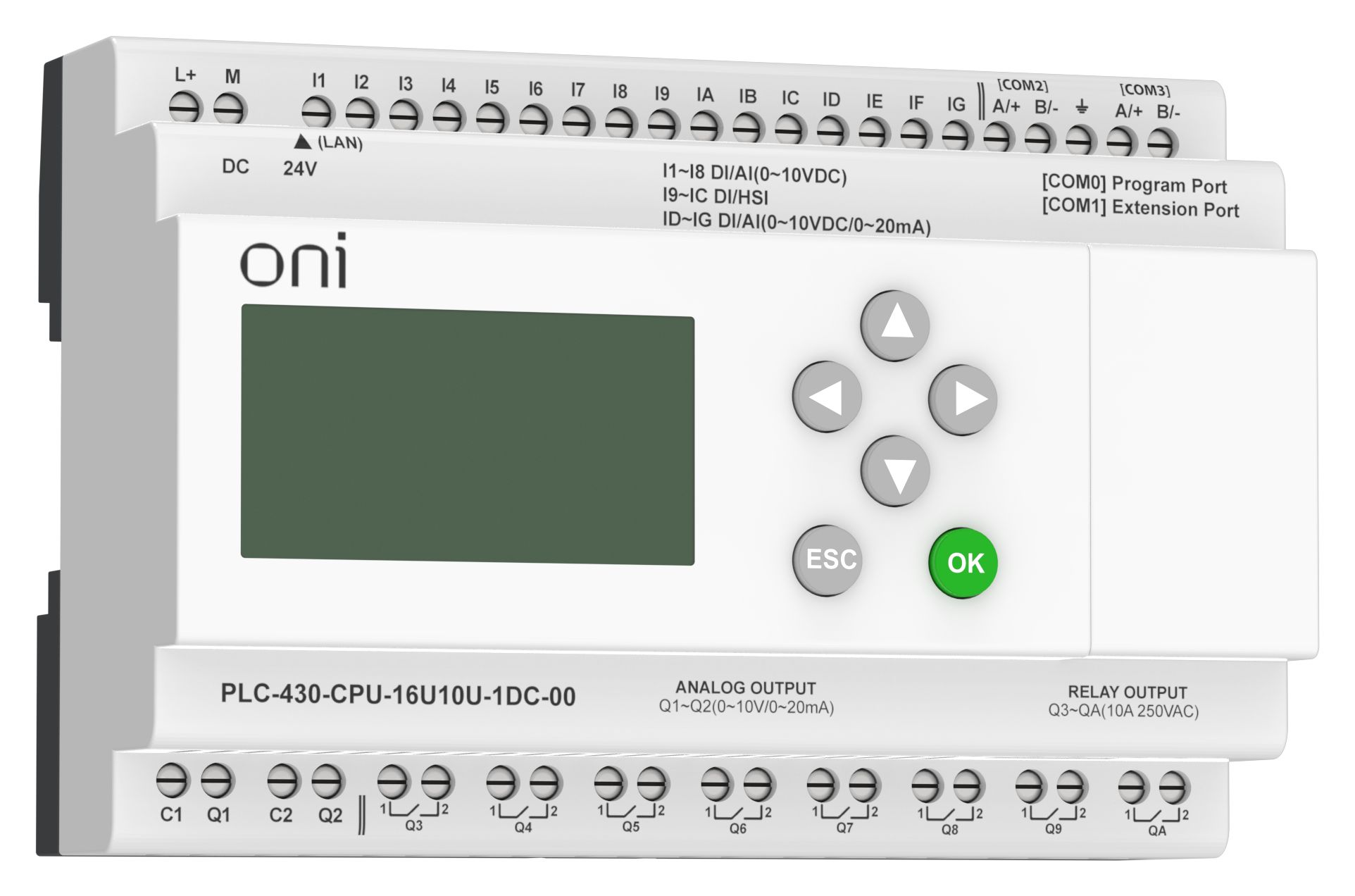 IEK ONI ПЛК 430 Модуль ЦПУ 4 DI 12 UI 8 RO 2 AO 24В DC EP с экр. фото