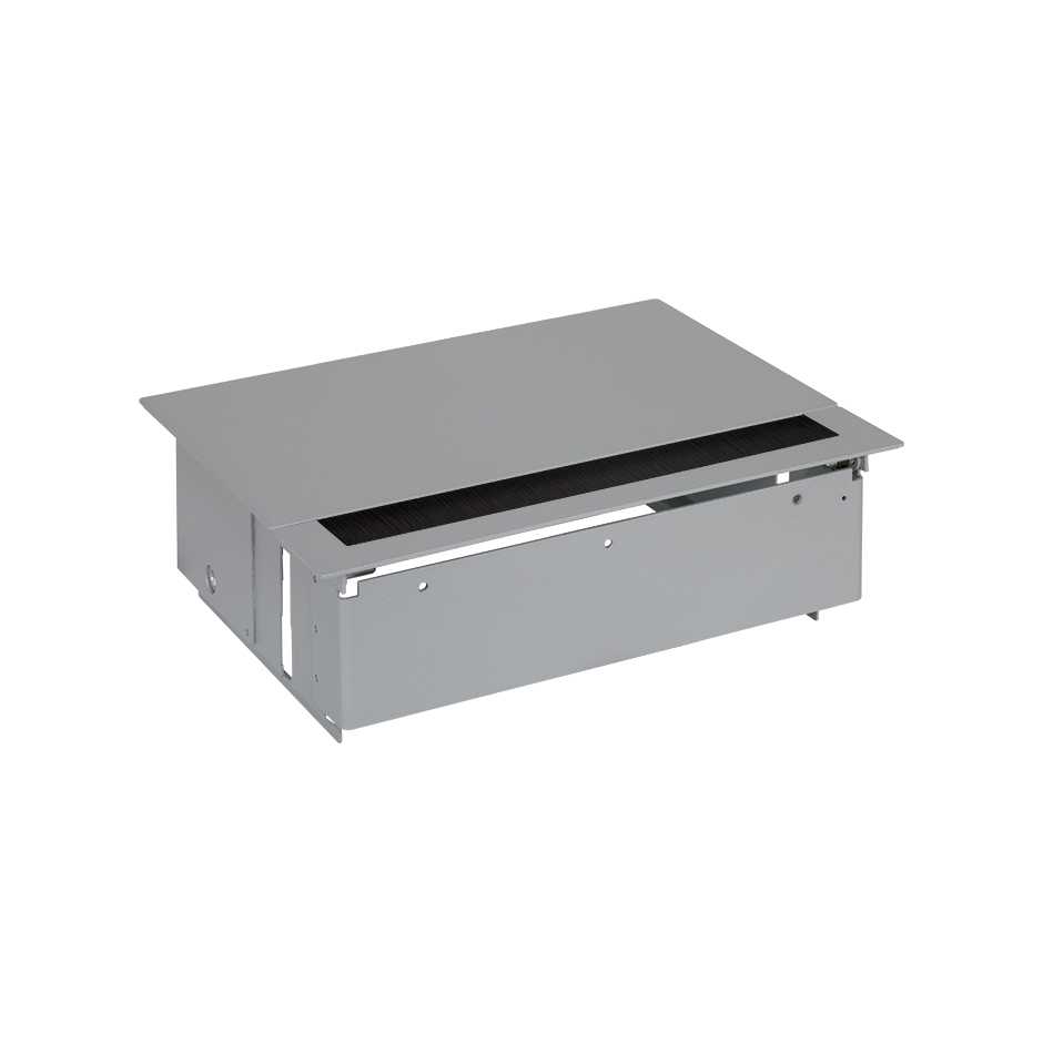 Simon 400 Алюминий Врезной розеточный блок с крышкой, ввод щетка, 1x2P+E, 3 пустых модуля фото