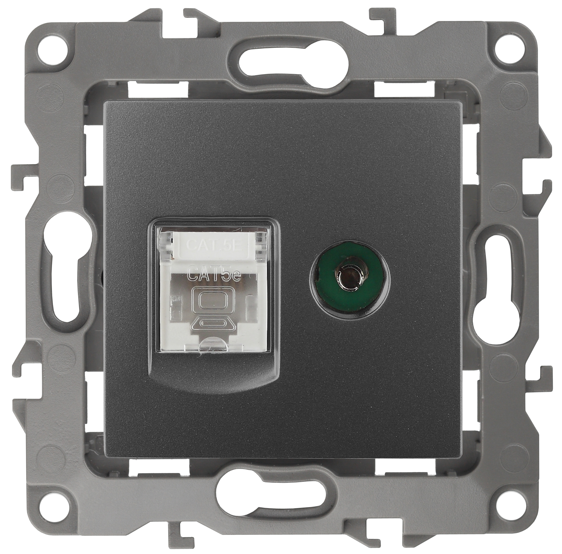 ЭРА Розетка Серия 12 12-3110-12 комбинированная RJ45+TV IP20 графит фото