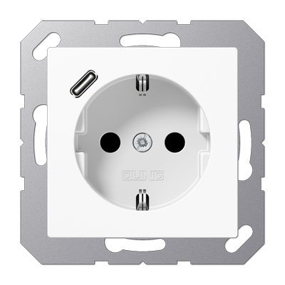 JUNG Розетка SCHUKO® с USB-зарядным устройством, тип С термопласт белый фото