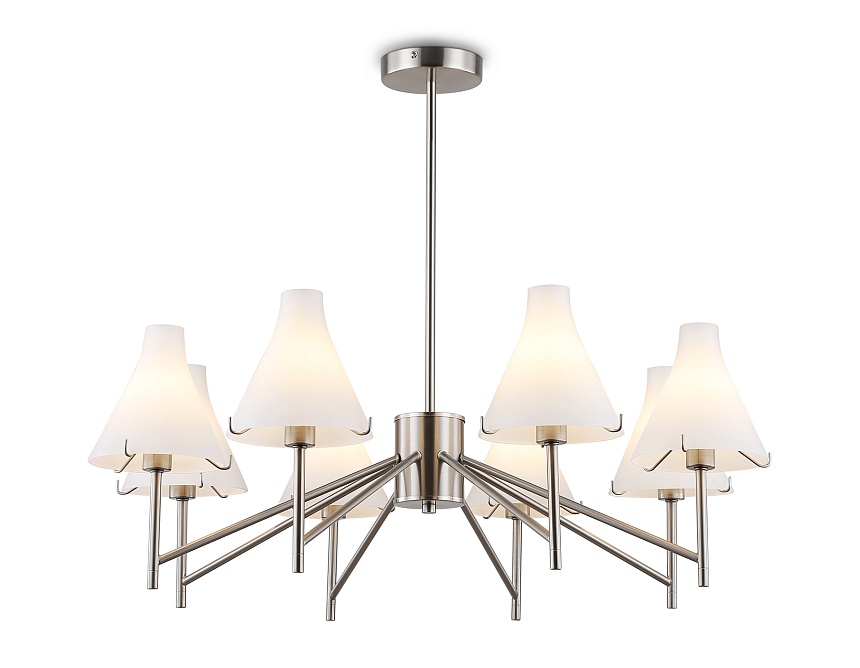 Ambrella Светильник подвесной LH57125/8 SN/FR никель/белый матовый E14/8 max 40W D800*650 фото