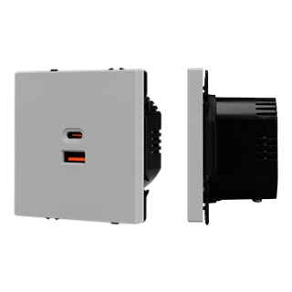Arlight Механизм розетки с быстрой USB зарядкой SCT-NOBE-MUAC-SFPL-FC-IS (65W, QC3) (Никель) фото