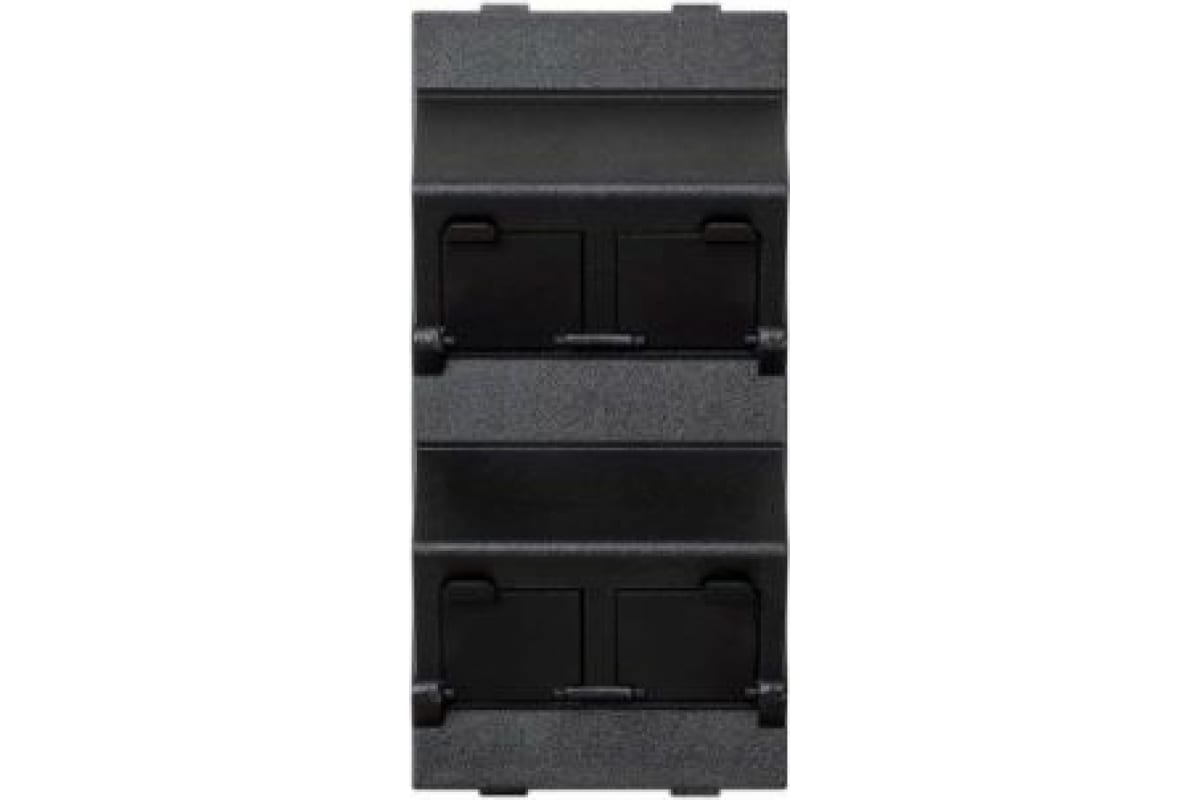 Simon Connect Графит Плата наклонная со шторками на 4 модуля MD (RJ45, оптоволокно), Cima-модуль 52x108мм фото