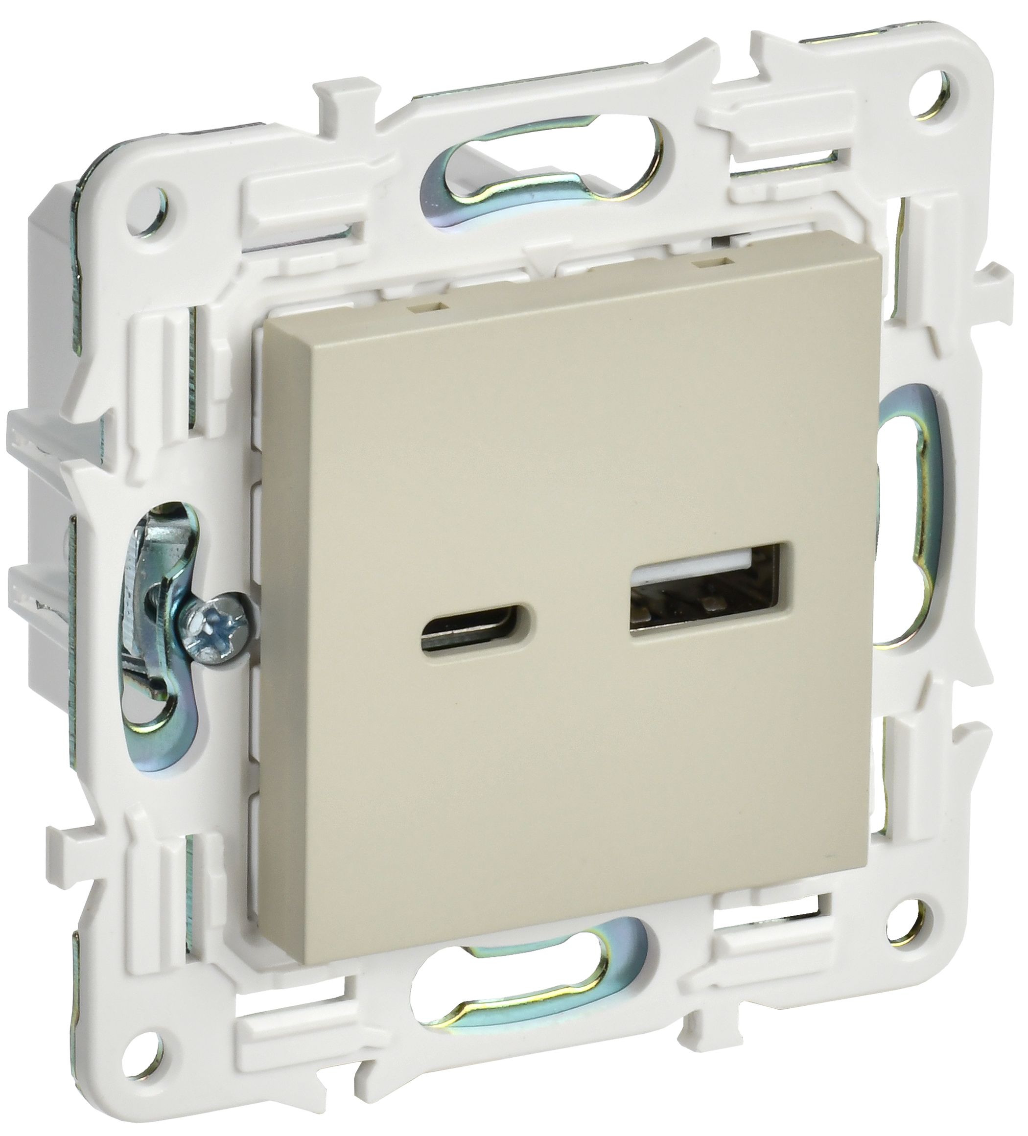 IEK SKANDY Бежевый Розетка USB A+C 3,1А SK-R14B фото