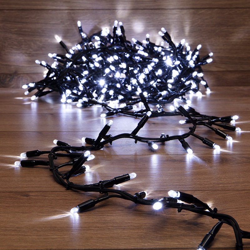 NEON-NIGHT Гирлянда «Кластер» 10 м, 400 LED, черный каучук, IP67, соединяемая, цвет свечения белый фото