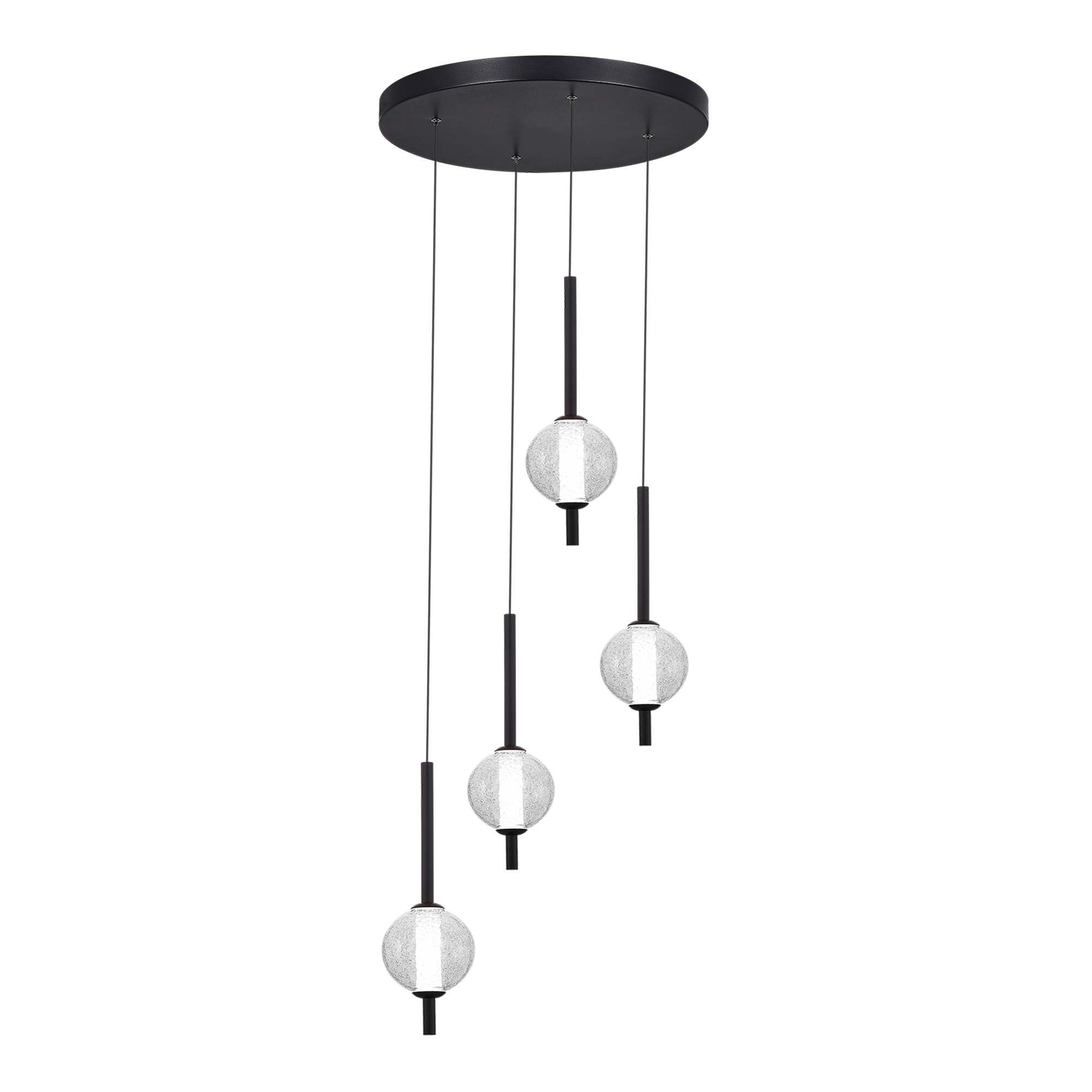 ST LUCE SL6120.403.04 Светильник подвесной Черный/Прозрачное кракелированное стекло LED 4*8,5W 3000K фото