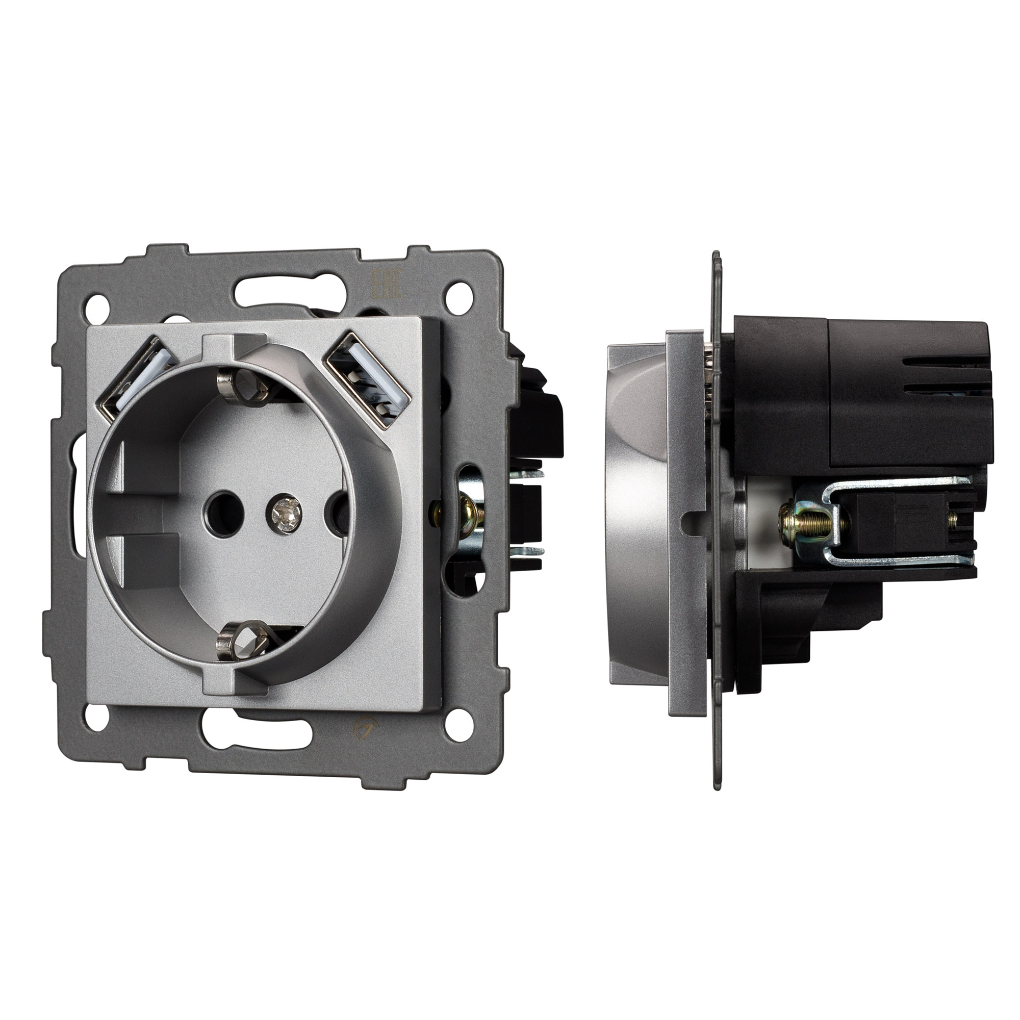 Arlight Механизм розетки с USB зарядкой SCT-MUAA-PL-GR-V (250V, 16A) (-) фото