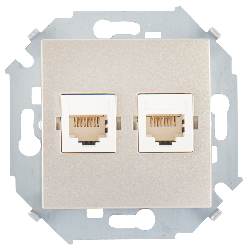 Simon 15 Шампань Розетка компьютерная 2-ая RJ45 кат.5е фото