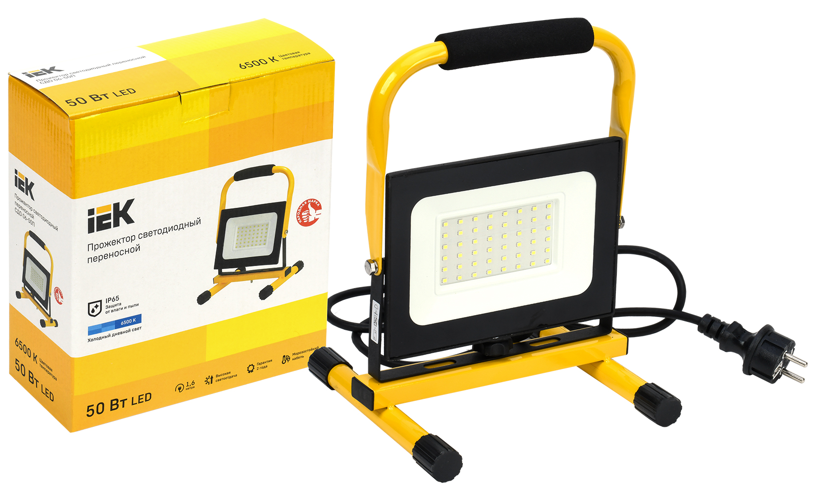 IEK Прожектор LED СДО 06-50П переносной 6500К IP65 черный фото