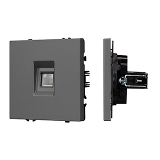 Arlight NOBE Розетка компьютерная софт-тач серый базальт SCT-MPC1-SFPL-GR (RJ-45, CAT6) -) фото