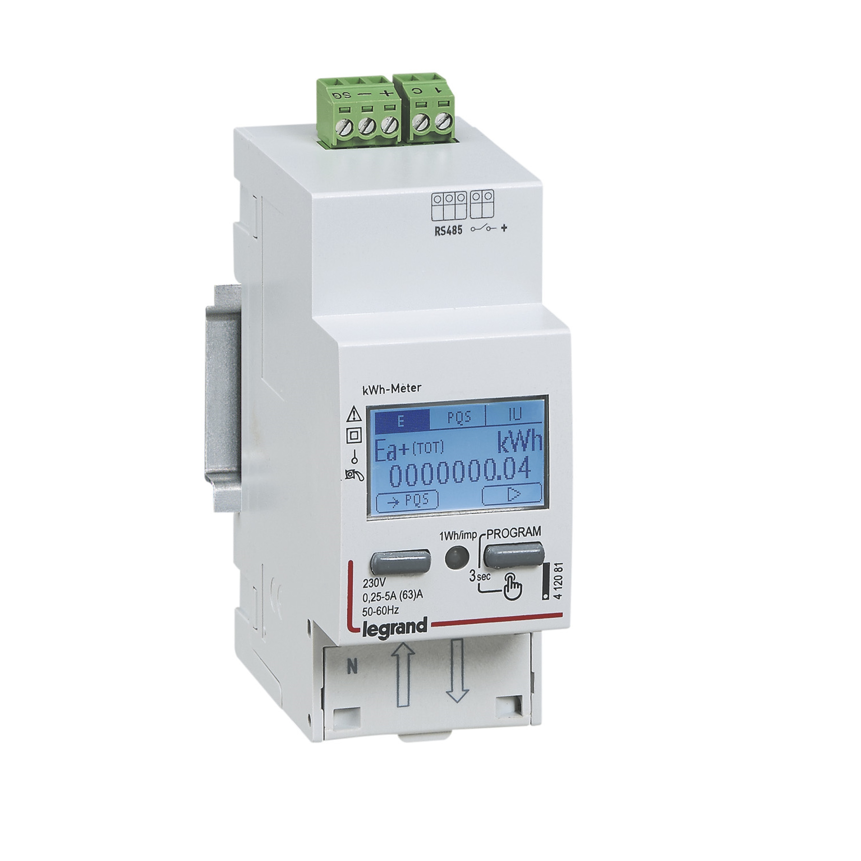 Legrand Однофазный счётчик EMDX³ - сертификат MID - 63 А - 2 модуля - выход RS 485. фото