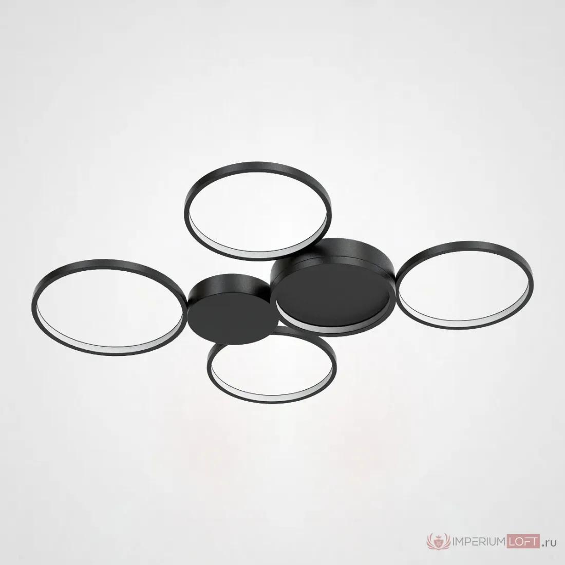 ImperiumLoft Потолочная люстра в виде колец TWINE 5 rings Black фото
