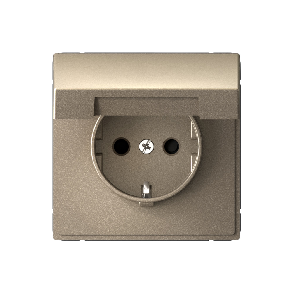 Systeme Electric ArtGallery Шампань Розетка с заземл. со шторк. с крышк., 16А, IP20,  механизм, быстрозажим. клем. фото