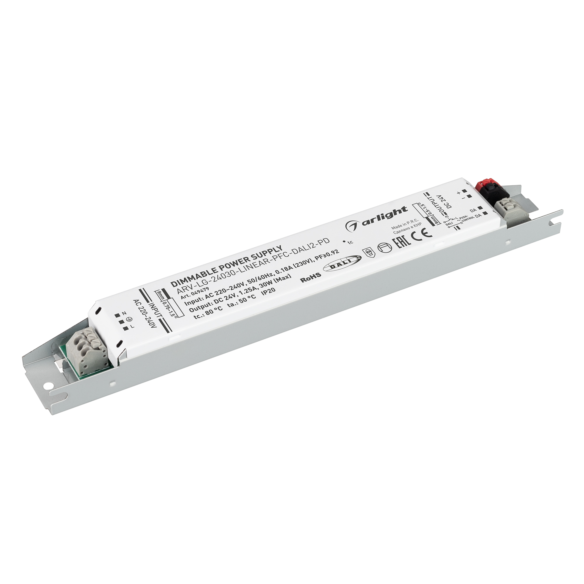Arlight Блок питания ARV-LG-24030-LINEAR-PFC-DALI2-PD (24V, 1.25A, 30W) (IP20 Металл, 5 лет) фото