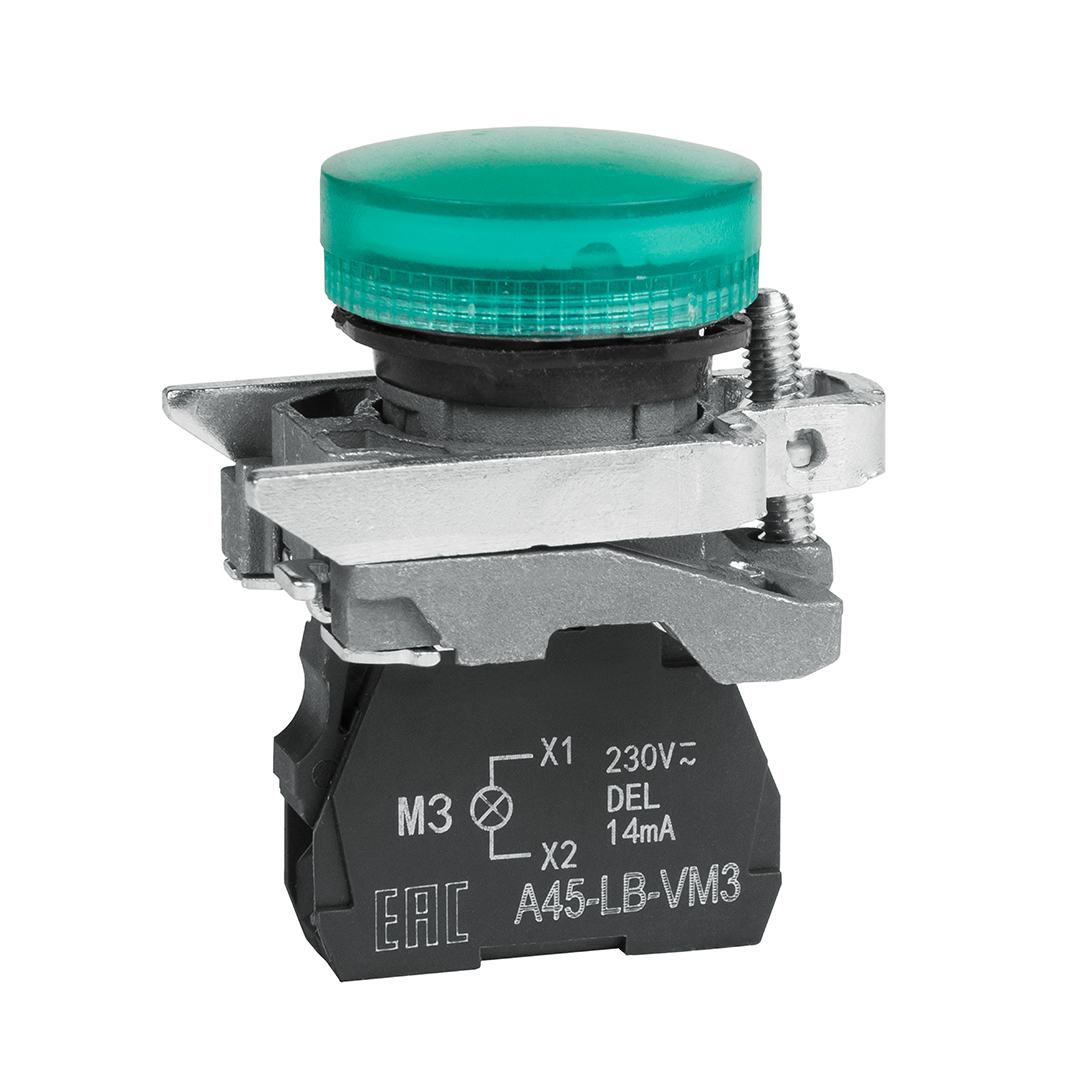 КЭАЗ Сигнальная лампа OptiSignal D22 C4-L-M3 зеленая металл 230-240VAC XB4BVM3. фото