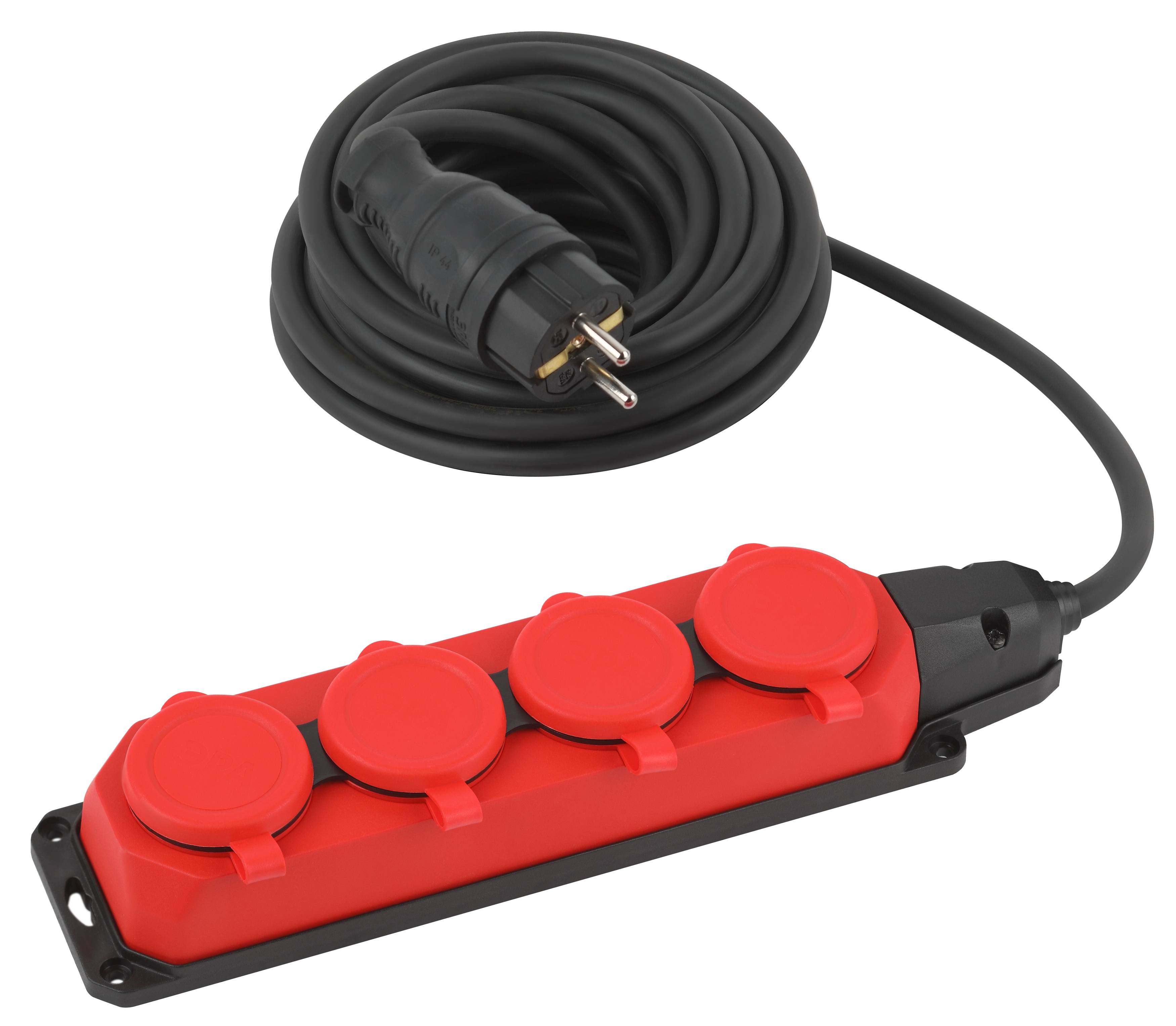 ЭРА Удлинитель силовой UK-4e-3x1,5-5m-IP44(KG) с заземлением 4 розетки каучук 5м КГ 3х1,5мм2 IP44 фото