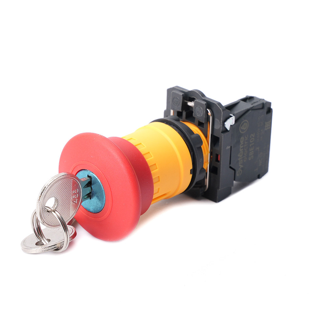 Systeme Electric Кнопка аварийн ост SB5 в сборе 22мм 40мм повернуть для возврат пластик 1НО+1НЗ фото