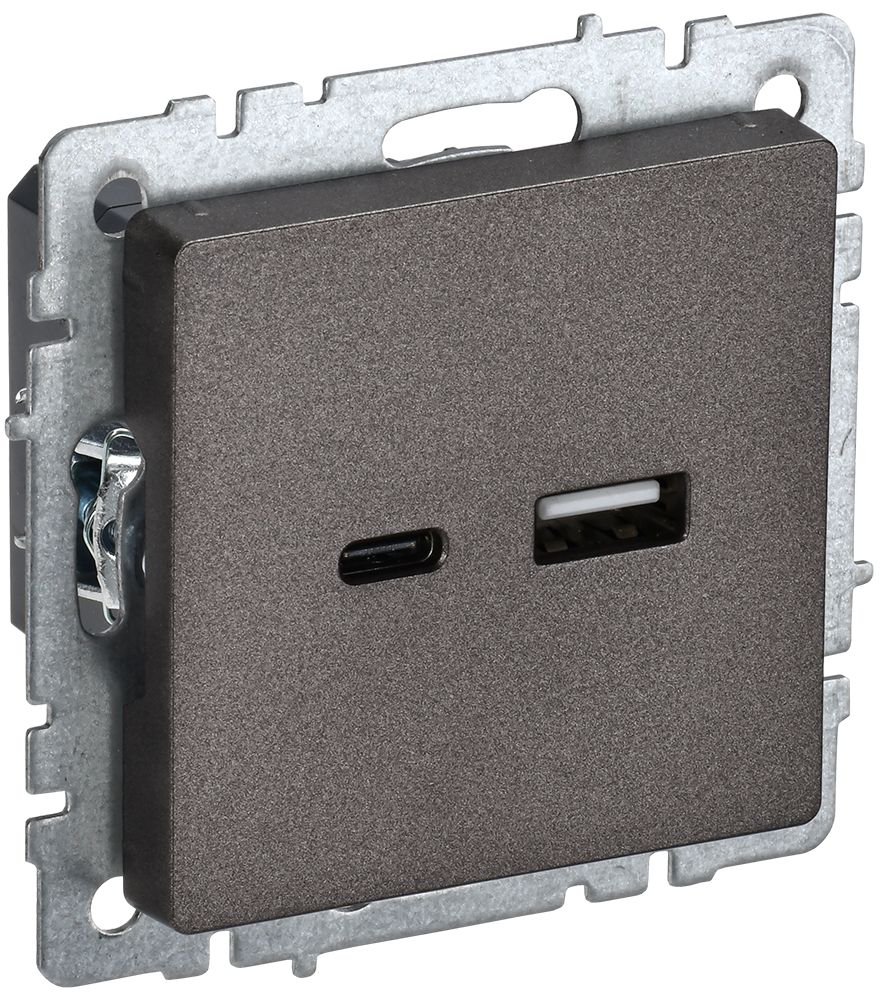 IEK BRITE BASE Темн.бронза Розетка USB A+C 18Вт РЮ11-1-БрТБ фото
