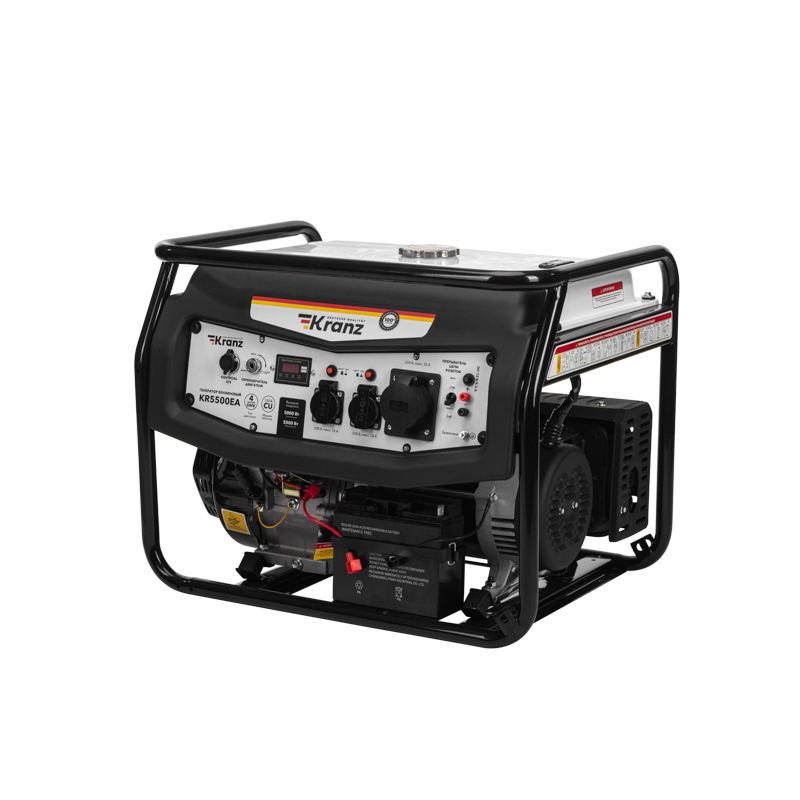 KRANZ Генератор бензиновый KR5500EA, 5,5кВт, 230В, 25л, коннектор автоматики, электростартер фото