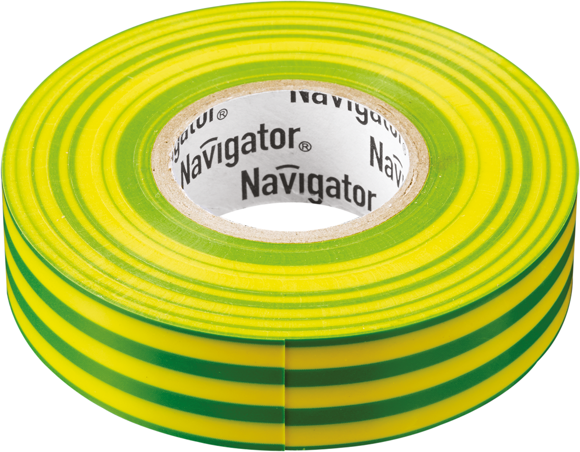 Изолента Navigator NIT-A19-20/YG жёлто-зелёная (200/10/1)