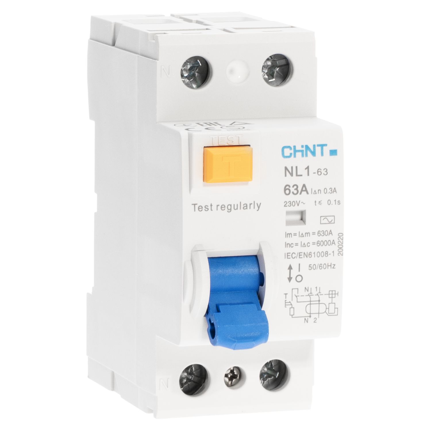 CHINT УЗО NL1-63 2P 63A 300mA 6kA тип AC (DB) (R) фото