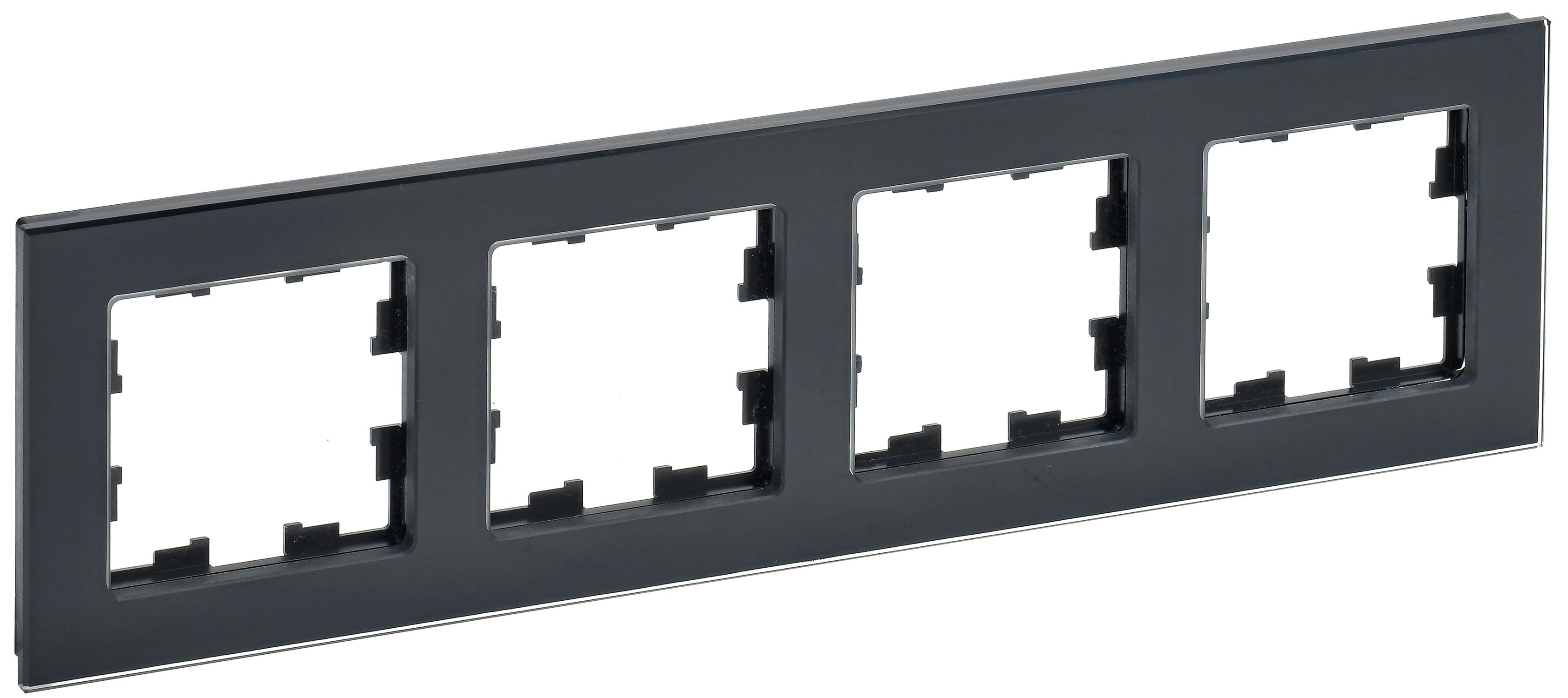 IEK BRITE DECOR Черный глянец стекло Рамка 4-м РУ-4-2-БрЧ фото