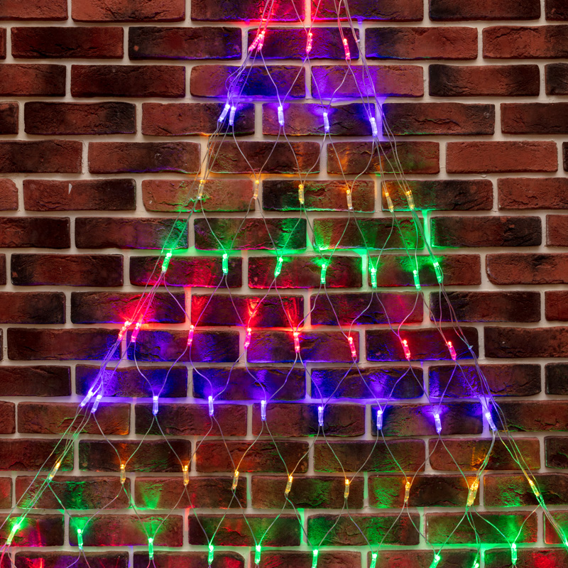 NEON-NIGHT Гирлянда светодиодная Сеть треугольная 1,5x2x2м 136 LED МУЛЬТИ прозрачный ПВХ IP65 свечение с динамикой 230В контроллер в комплекте фото