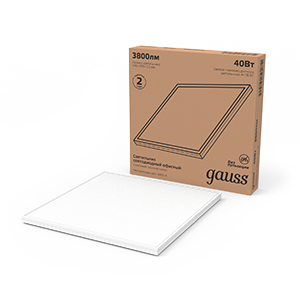 Gauss Светильник офисный 40W 3800lm 4000K IP40 595*595*23mm матовый с равномерной засветкой LED 1/4 фото