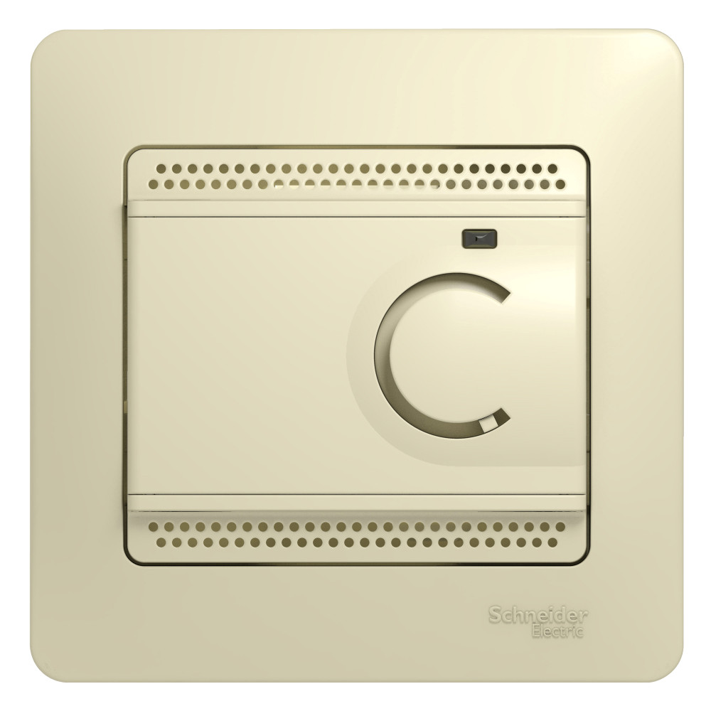 Systeme Electric Glossa Беж Термостат электронный теплого пола с датчиком, 10A (в сборе с рамкой) фото