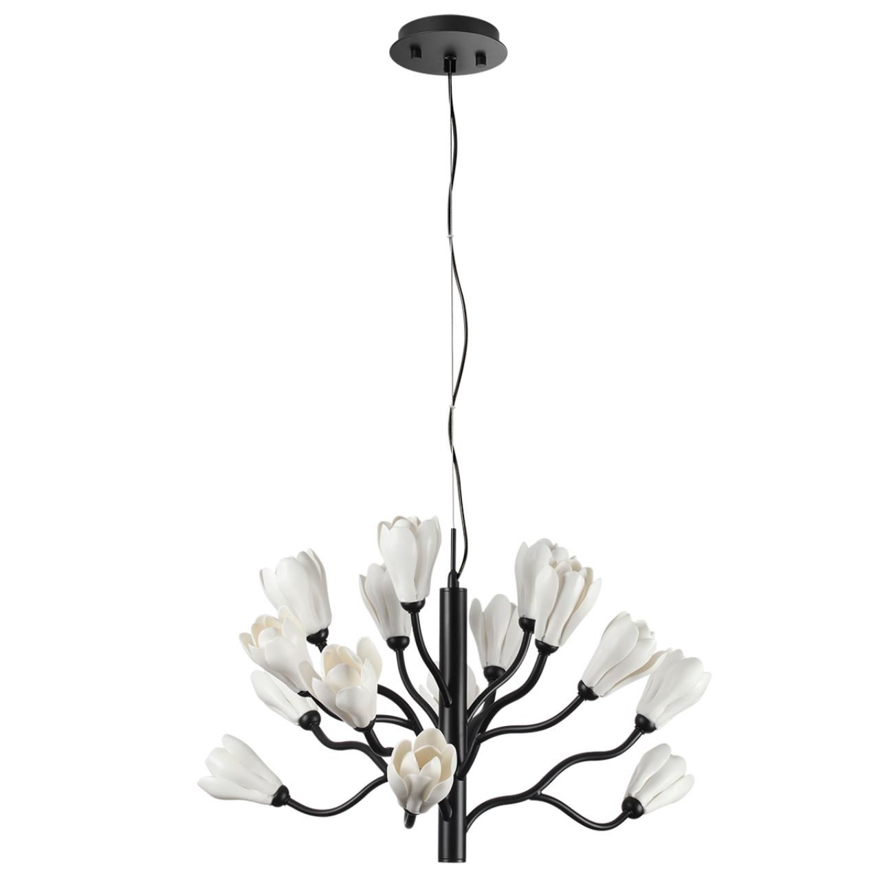 Odeon Light 5090/15 MODERN ODL25 561 черный матовый/белый/фарфор Люстра G4 LED 15*5W GARDI фото