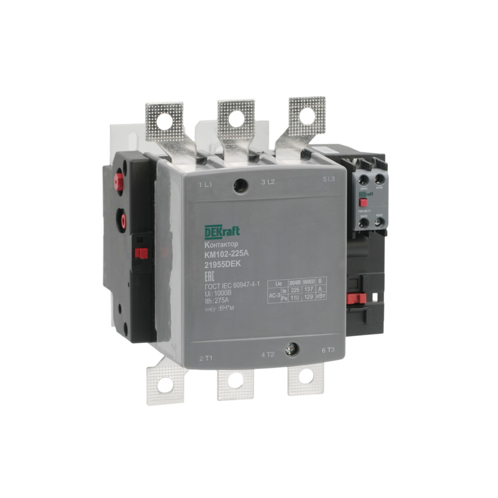 Dekraft Контактор 225А 220В_АС АС3_ АС4 1НО+1НЗ КМ-102 фото